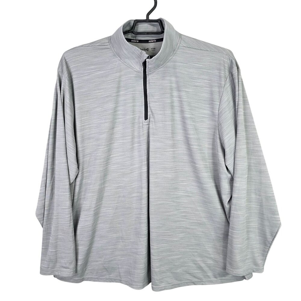 Mens Solaris Gray Pullover Shirt 1/4 Zip Lightweight Polyester Long Sleeve 4XB
